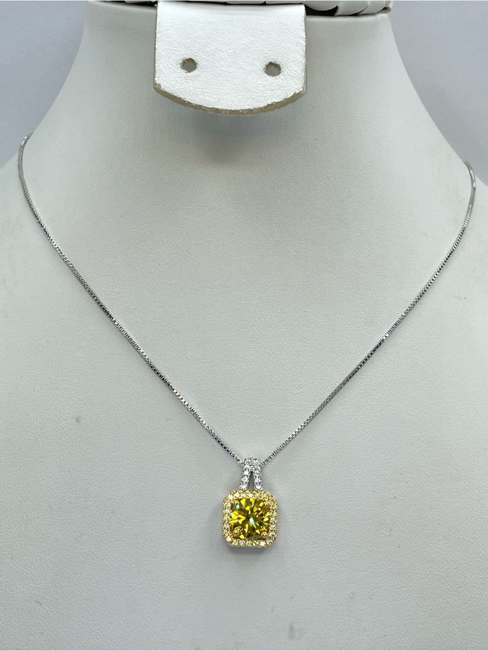 Swarovski Crystal Elements Canary Yellow Crystal Halo Pendant Necklace